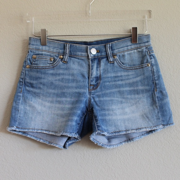 Jcrew Indigo Denim Raw Hem Jean Shorts 